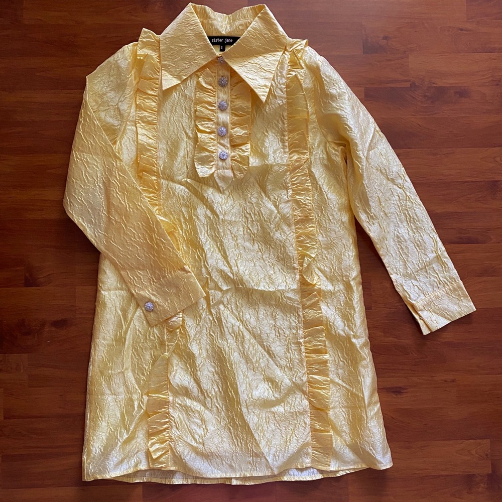 Sister Jane yellow collared long sleeve shift dress
